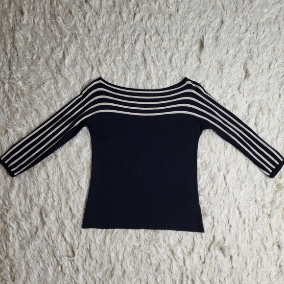 MaxMara Tops - Vintage MAX Mara Black / White Boat Neck sSweater Small size